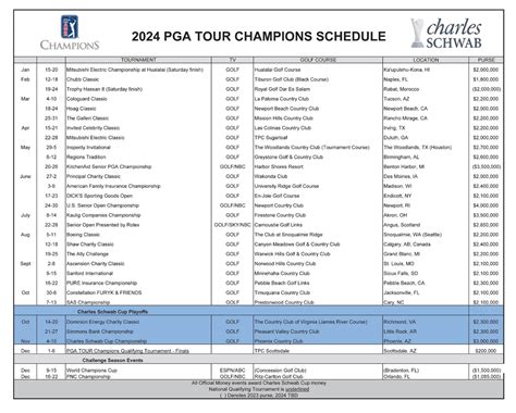 pga tour golf schedule 2024